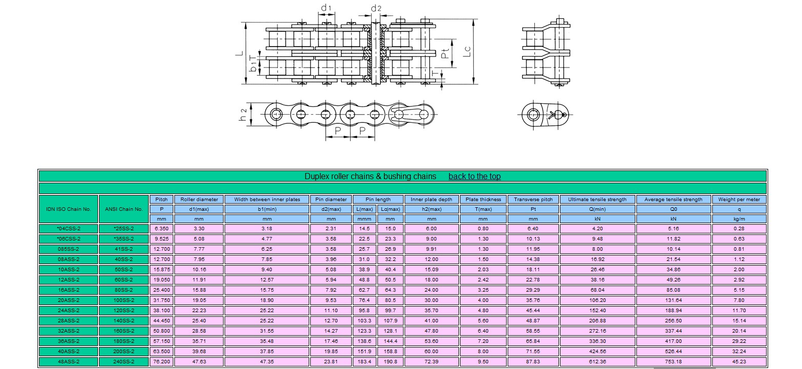Duplex roller chain(SS)