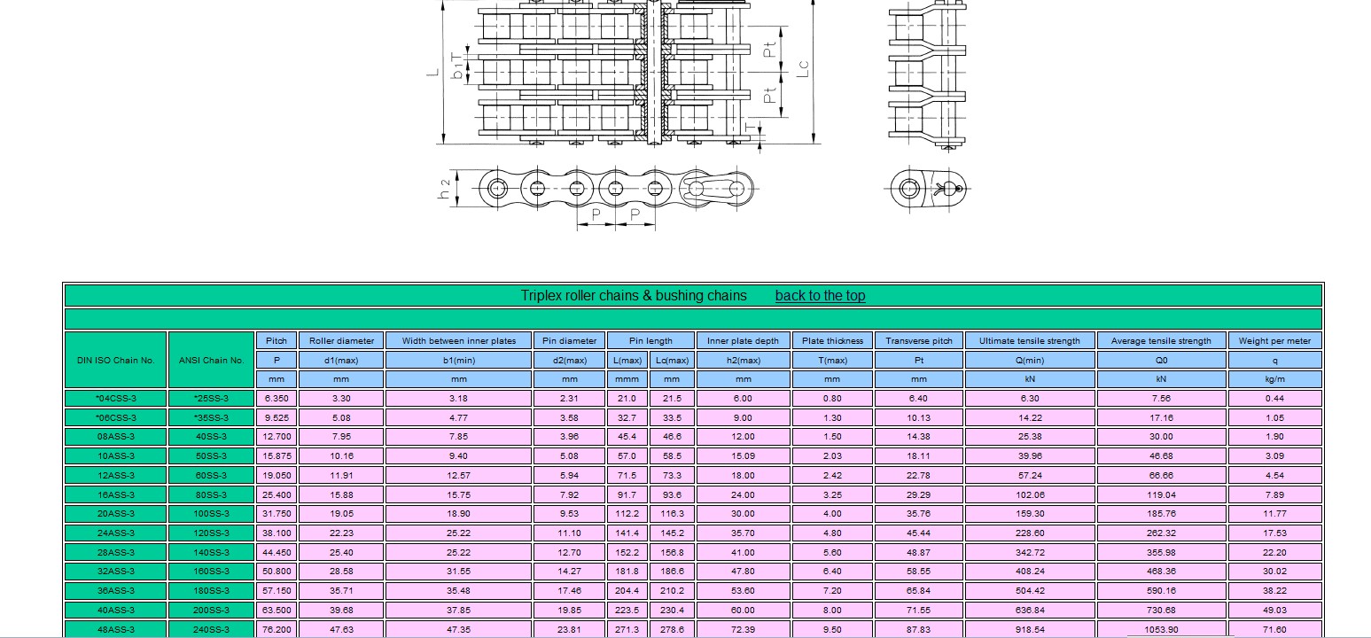 Triplex roller chain(SS)